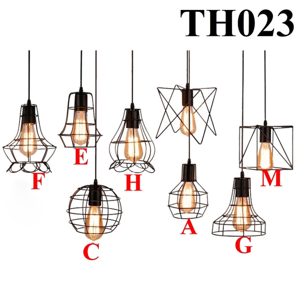 Đèn thả rọ sắt dáng M thân đen, đui E27x1(chưa bóng)_TH023 Kích thước: 180 x 230mm