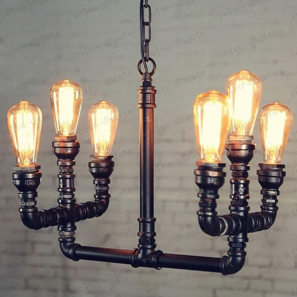 Đèn thả ống nước đen TH165, E27 x 6, KT(mm):