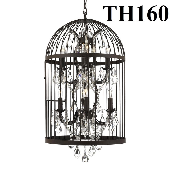 Đèn thả lồng chim , E14x 08 đui (chưa bóng), mã TH160, KT(mm): D450 x H750
