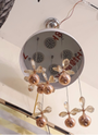 Đèn thả tròn hạt phale, 7 dây thả, 42 lá phale màu vàng TH203, tích hợp led, KT(mm): 350