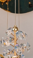 Bộ đèm chùm 540TH1 gồm 39 qủa thả, mâm inox gương vàng hình elip, KT(mm): L2000*W900*H2500