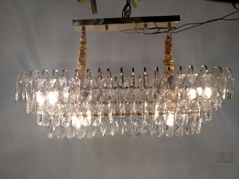 Đèn chùm Pha lê hình chữ nhật đui E14x8(chưa bóng)_TH452 Kích thước: 800mm