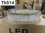 Đèn chùm Ring pha lê tam giác nhám 100% thân mạ đồng, tích hợp led dimmer 3 màu, mã TH514.1, KT (mm): D400 bản 30x75