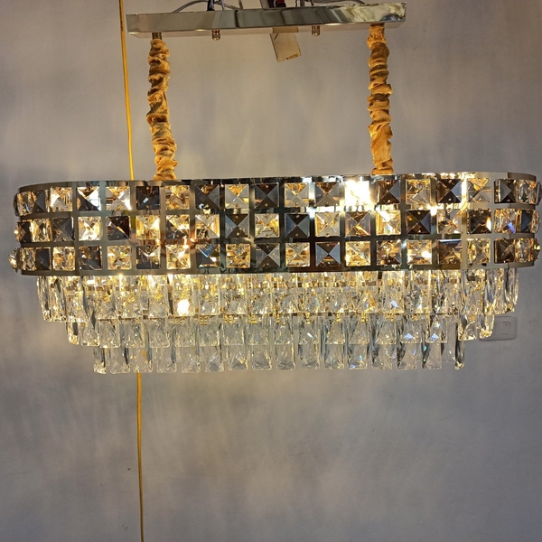 Đèn chùm Pha lê hình chữ nhật đui E14x8(chưa bóng)_TH451 Kích thước: D800mm