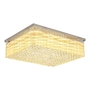 Đèn chùm pha lê thả thông minh PL024 có 1 tầng, thanh pha lê lục giác và hạt pha lê , mắt COB dimer 3 màu D40 có điều khiển xa mâm inox gương trắng hình chữ nhật, KT(mm): 1500x1500x370