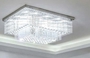 Đèn chùm pha lê thả thông minh 024PL2 gồm 2 tầng thanh lục giác, mâm chữ nhật inox gương trắng, KTmm): L1000 x W1000 x H350