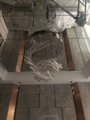 Đèn chùm pha lê thả thông minh PL081 gồm 50 ống D30 x H300mm có đèn G4 ánh sáng vàng, mâm tròn inox trắng dày 1mm gương 8k, 03 mắt COB, KT(mm): D800 x H700