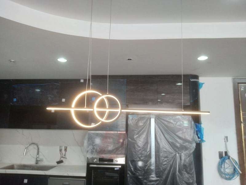 Đèn chùm thả bàn ăn TH521, chất liệu hợp kim, tích hợp led 3 màu, không điều khiển xa, KT(mm): L1000