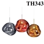 Đèn thả thủy tinh đơn TH343, màu hổ phách hình viên đá, E27x01, KT(mm): D200