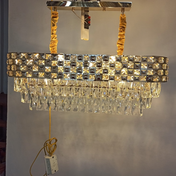 Đèn chùm Pha lê hình chữ nhật đui E14x8(chưa bóng)_TH450 Kích thước: D800mm