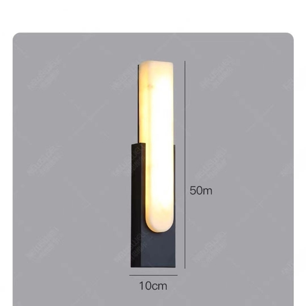 Đèn tường trong nhà HD070, thân sắt sơn tĩnh điện đen, chao nhựa ABS giả vân đá, led tích hợp 4000K, KT(mm): L100 x W60 x H500