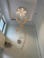 Đèn chùm pha lê thả thông minh PL063, inox gương trắng tròn, , KT(mm): D800xH2500