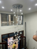 Bộ đèm chùm bocci TH177.1, gồm 36 quả thả tự do, mâm inox gương vàng D800, , KT(mm): D800 x H3600