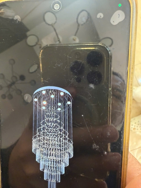 Đèn chùm pha lê thả thông minh PL070B5 gồm ống lục giác và pha lê, đèn dimmer 3 màu có điều khiển xa, mâm tròn inox gương trắng, KT(mm): 800*2500