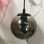 Đèn thả thủy tinh TH139_01, chao thủy tinh khói D150mm, dây đui đế đen, E27*01 (chưa gồm bóng đèn)