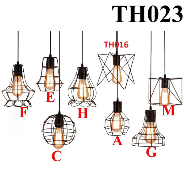 Đèn thả rọ sắt dáng C thân đen, đui E27x1(chưa bóng)_TH023 Kích thước: 180 x 230mm