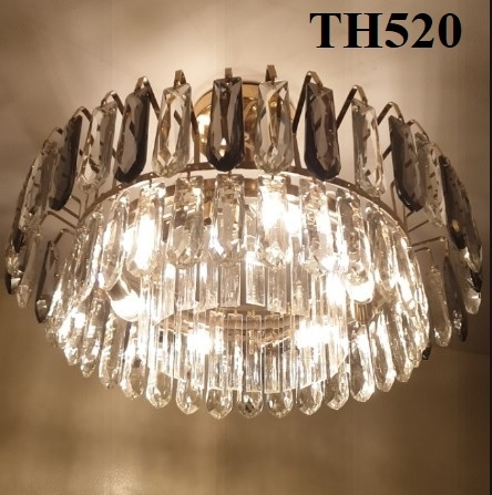 Đèn chùm thả viền pha lê TH520, E14 x 6, KT(mm): D550