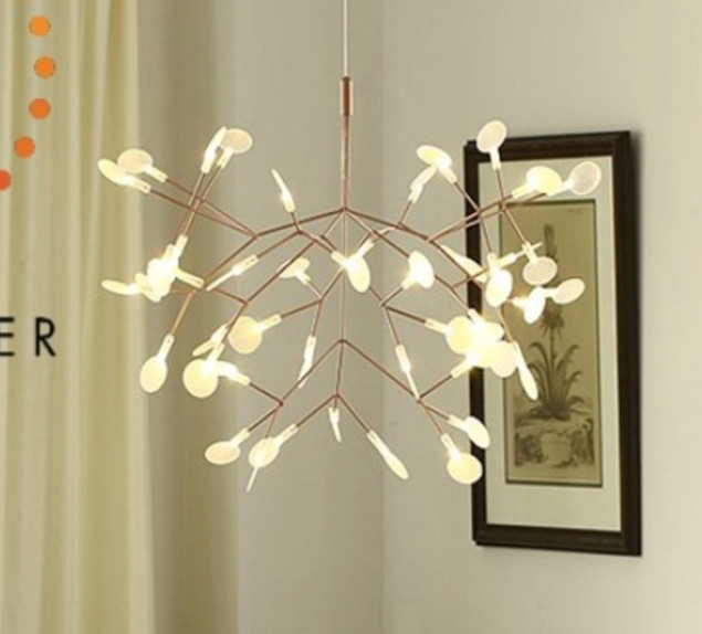 Đèn thả hera cành 63 lá trắng đục mắt led TH143, KT(mm):