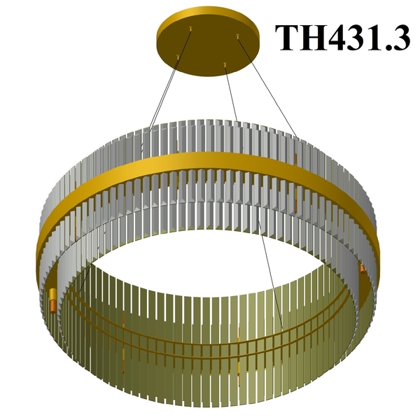 Đèn chùm pha lê 2 lớp thanh tam giác thân inox gương vàng, đui G9 x 20,  mã TH431.3, KT (mm): D1000 x H400