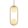 Đèn thả thủy tinh đơn TH210I3, hình oval mạ đồng 2 chao thủy tinh đục D150, E14x02, KT(mm): 200x500