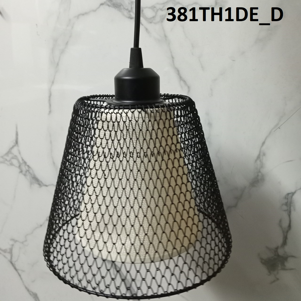 Đèn thả rọ sắt thân đen, đui E27x1(chưa bóng)_TH381D Kích thước: D210 * H165