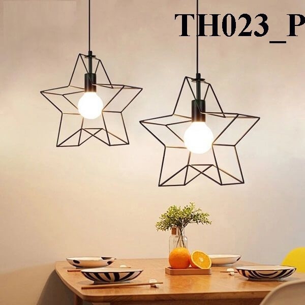 Đèn thả rọ sắt dáng P thân đen, đui E27x1(chưa bóng)_TH023 Kích thước: 180 x 230mm