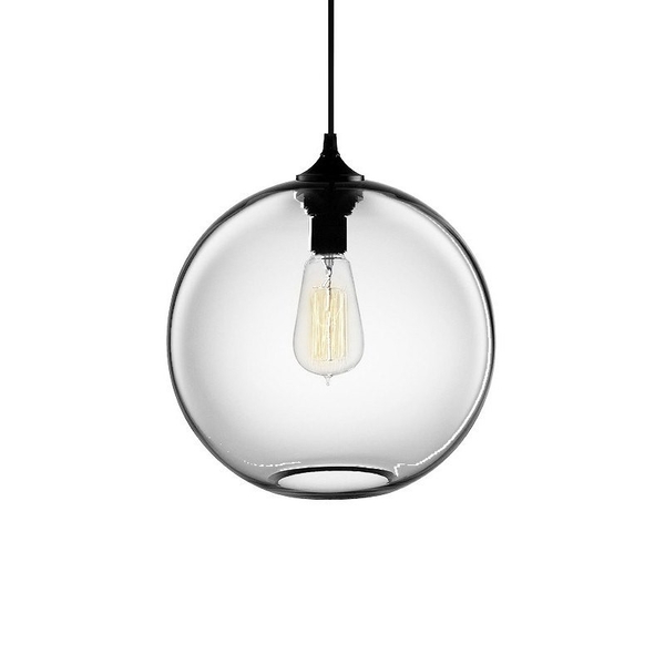 Đèn thả thủy tinh trắng TH053, đui sắt tam giác  E27 x 1,  KT(mm): D200 x 200