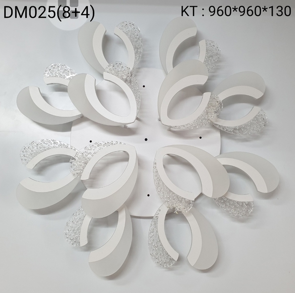 Đèn led mâm DM025/8+4, 3 chế độ ánh sáng và điều khiển xa, khung trắng, KT(mm) : 960x960x130