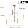 Đèn thả thanh ngang 3 tầng TH270, E27 x 12, KT(mm): 780 x 680