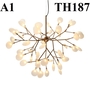 Đèn hera lá thủy tinh TH187A1 loại 45 bóng dạng cành thân sơn vàng, lá thủy tinh trắng trong, KT(mm): 820 x 620