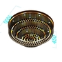 Đèn chùm pha lê thả 3 tầng PL024 gồm mâm inox 304 tròn gương trắng, 278 hạt D40 Asfour, thanh pha lê dài 150mm, đèn 3 màu dimmer, có điều khiển xa, KT(mm): V1000xH450