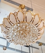 Đèn pha lê mâm màu vàng pha lê trắng PL005 , E14 x 8 , chưa có 61 quả pha lê D40 , KT(mm) : 600
