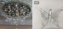 Đèn chùm pha lê thả thông minh 078PL bướm thủy tinh cao cấp gồm 90 bướm 078TT1, dây đính hạt pha lê, 17 đèn COB, D40 dimmer 3 màu có DK xa, mâm tròn inox trắng, KT(mm): D1000 x H700