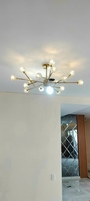 Đèn chùm 15 bóng TH310, G4 x 15 (chưa gồm bóng), sắt mạ đồng pha lê khối tròn, KT(mm): 1080 x 650