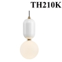 Đèn thả Nordic TH210K, thân trắng, 1 bóng E27 x 1, kiểu K thân béo, chao thủy tinh đục, KTmm): 200