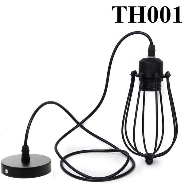 Đèn thả rọ sắt đen, đui E27x1(chưa bóng)_TH001 Kích thước: 125x180mm