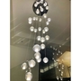 Bộ đèn chùm bocci TH177, mâm hình tròn inox gương trắng, gồm 26 quả thả tự do, KT(mm): D1000 x H4600. Đã bao gồm bóng G4_1.5W