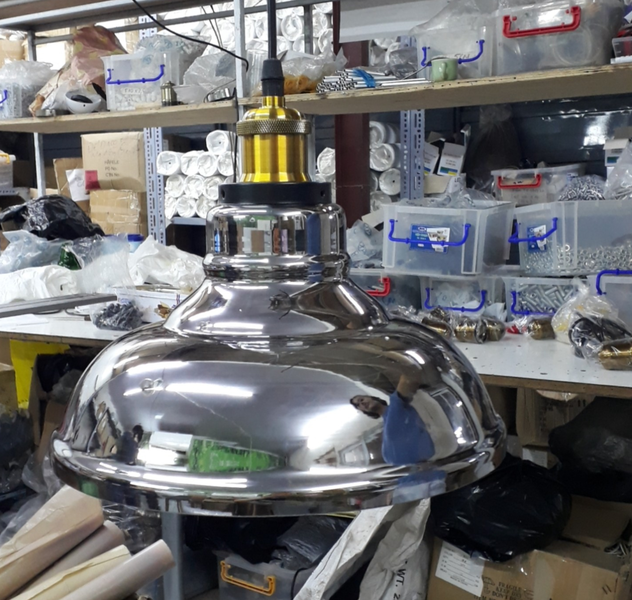 Đèn thả chao thủy tinh màu khói của TH038, E27x01, KT(mm): 280