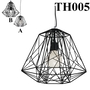 Đèn thả rọ sắt thân đen, đui E27x1(chưa bóng)_TH005 Kích thước: 380mm