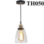 Đèn thả thủy tinh trắng TH050, E27 x 1, KT(mm): D145 x 170