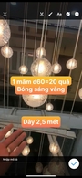 Đèn chùm thả bocci  TH177 gồm mâm tròn inox gương trắng 8K, 20 đèn bocci, KT(mm): D600 x H2500