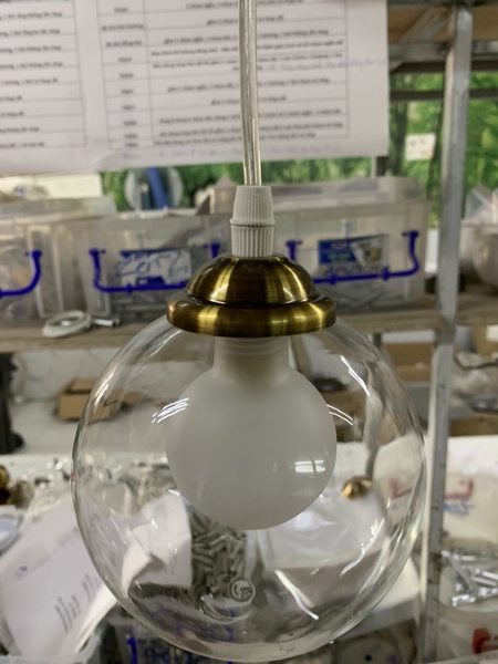 Đèn thả TH313.1 chao thủy 2 lớp ngoài trắng trong, trong trắng đục, G9x01, KT(mm): D120