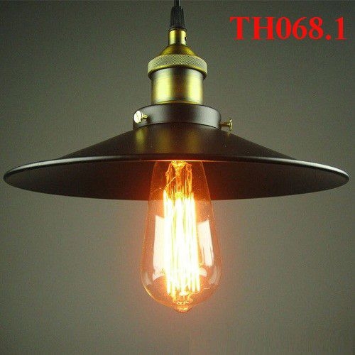 Thả đơn chao đĩa nông đen, chụp nhôm mạ đồng, E27x01, mã TH068, KT (mm): D300