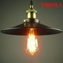 Thả đơn chao đĩa nông đen, chụp nhôm mạ đồng, E27x01, mã TH068, KT (mm): D300