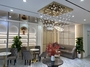 Đèn chùm pha lê thả thông minh PL028B, gồm 88 dây treo pha lê, 9 mắt COB dimmer có điều khiển xa, mâm hình chữ nhật inox gương vàng, KT(mm): L800 x W600 x H1000