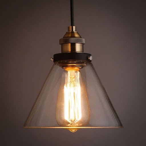 Đèn thả chao thủy tinh màu hổ phách TH044 , đui nhôm mạ đồng, KT(mm) : 185 x 230 , E27 x 01