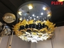 Đèn chùm pha lê thả thông minh PL025 gồm 76 sao biển, 16 mắt COB dimmer có điều khiển xa, mâm hình tròn inox gương trắng, KT(mm): D800 x H600