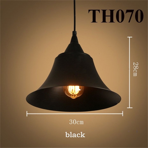 Thả đơn chao chuông đen, E27x01, mã TH070, KT (mm): D300x280