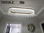 Đèn thả thủy tinh tích hợp Led, 3 chế độ sáng, hình chữ nhật, bo tròn góc thân vàng_TH216 Kích thước: 1000x300x450mm. 264 thanh ống