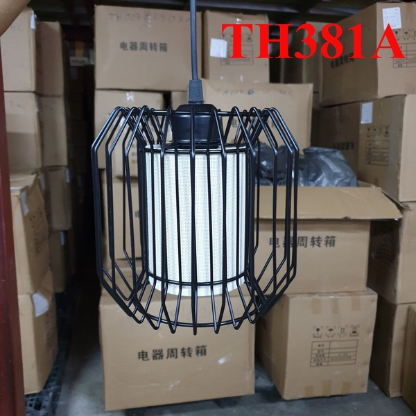 Đèn thả rọ sắt thân đen, đui E27x1(chưa bóng)_TH381A Kích thước: 190x190mm